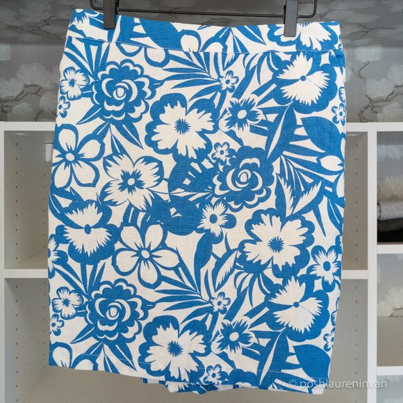 Boden Lathbury Linen Pencil Skirt  *NWT* – Blue / Floral – US 8 - Picture 3 of 15
